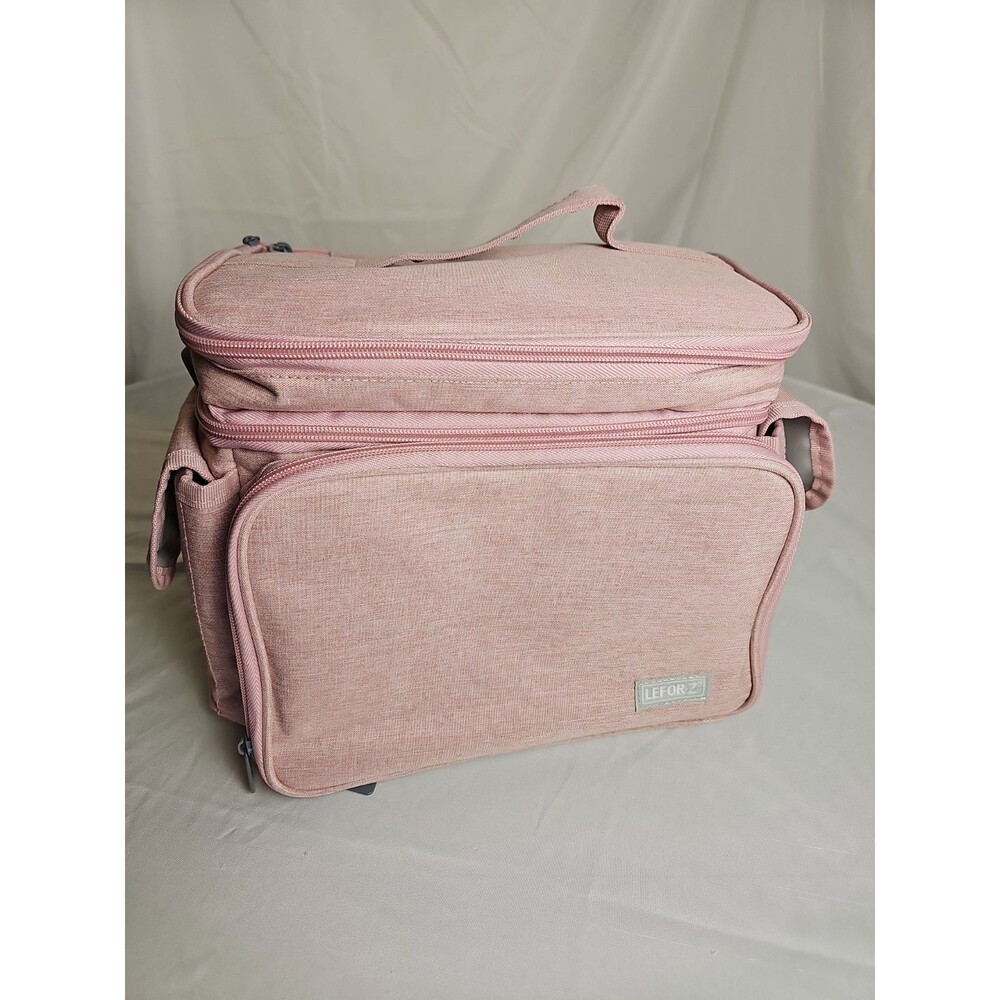 LEFOR·Z Sewing Organizer Storage Bag Pink Double Layer Craft Tote New